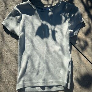 H&M Light Gray Ribbed Short Sleeve Top